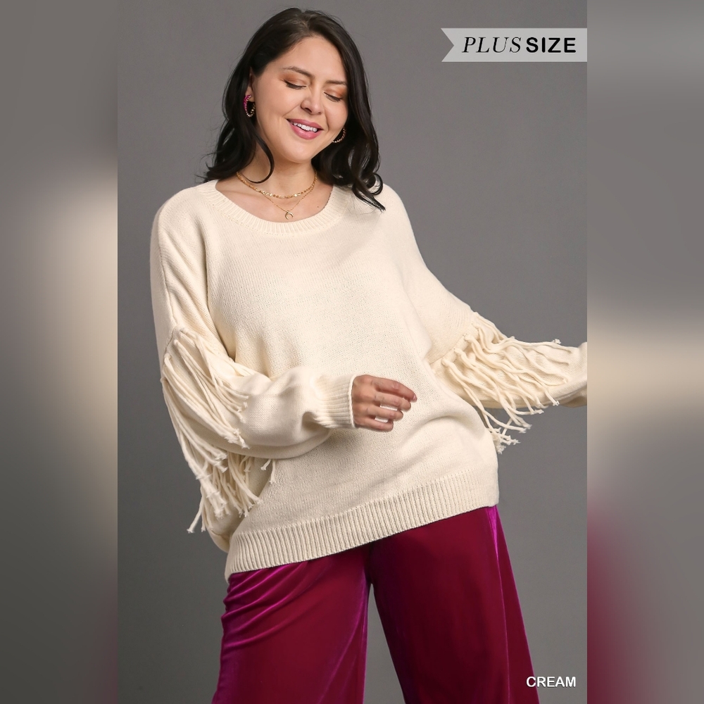Cream Fringe Sweater